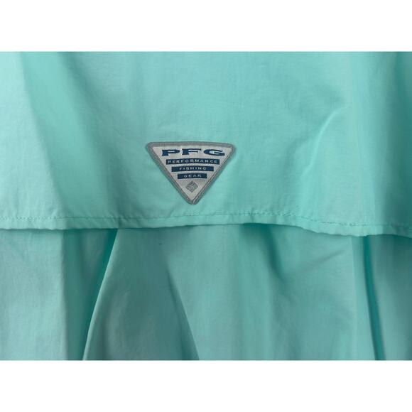 Columbia PFG Omni-Shade Fishing Shirt Long Sleeve Button Up Teal Size L - Picture 3 of 10